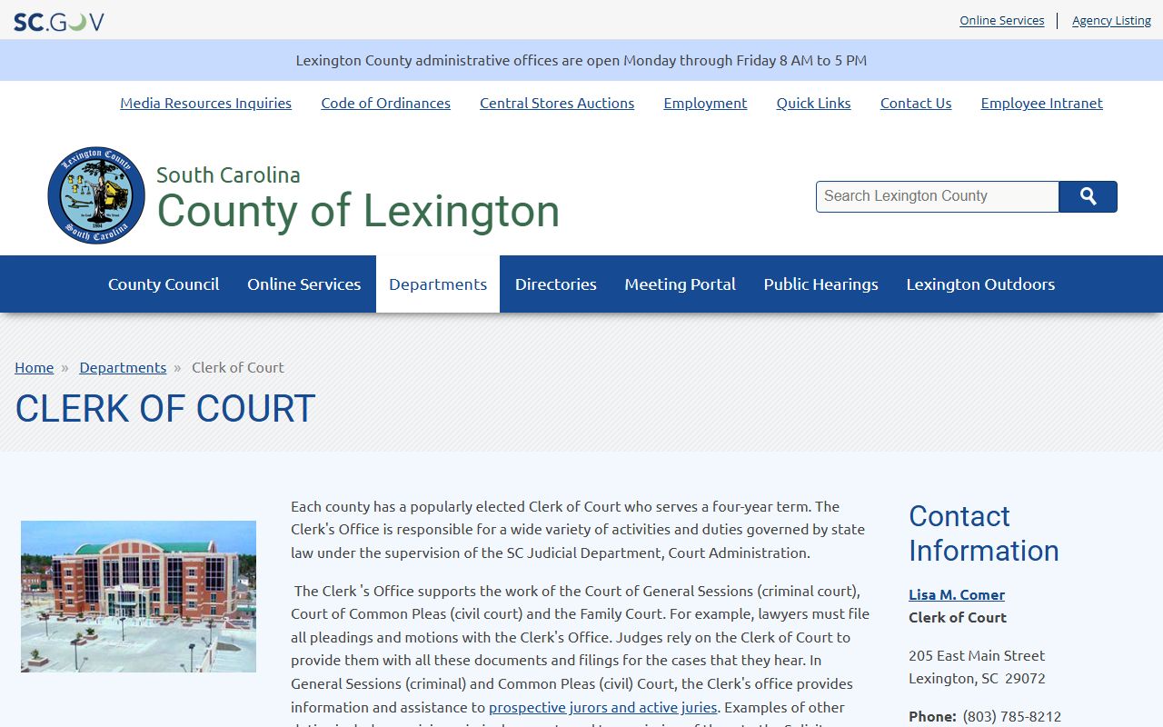 Lexington County Clerk of Court records page