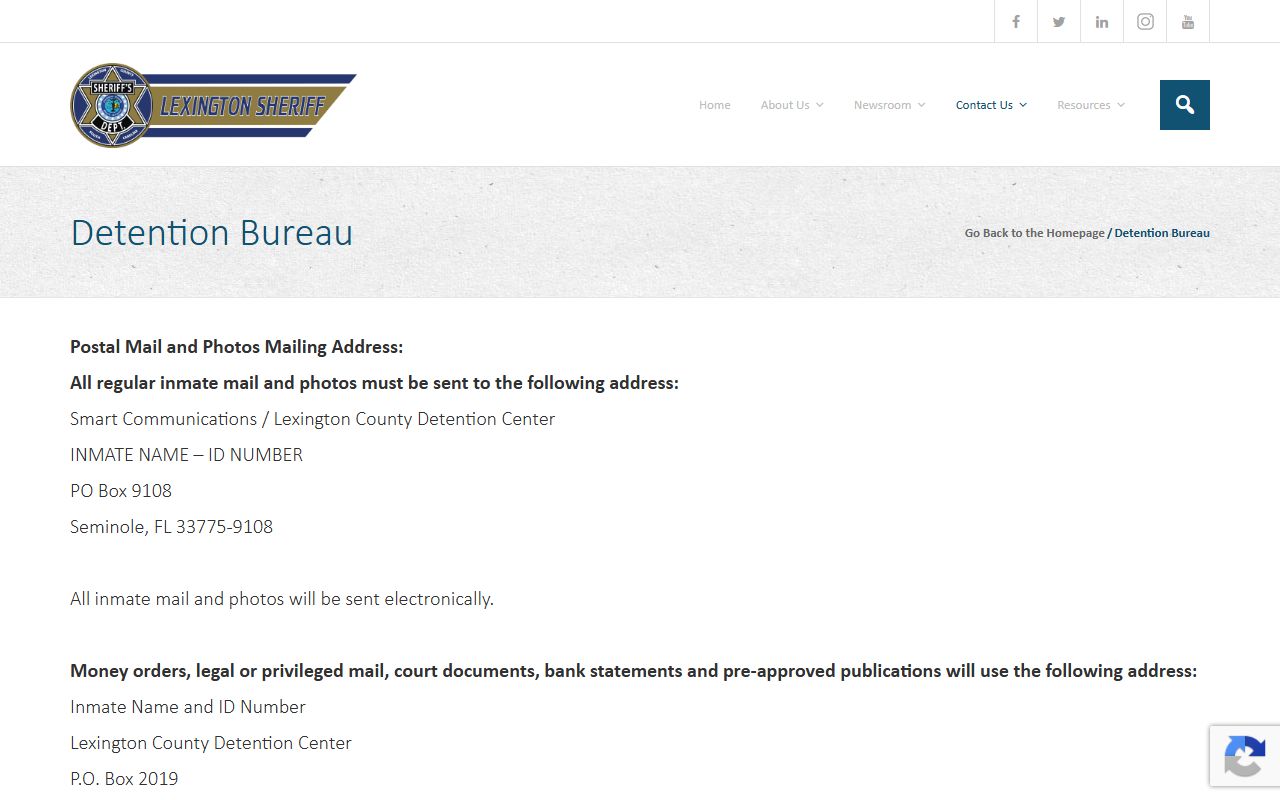Lexington County arrest records Detention Bureau