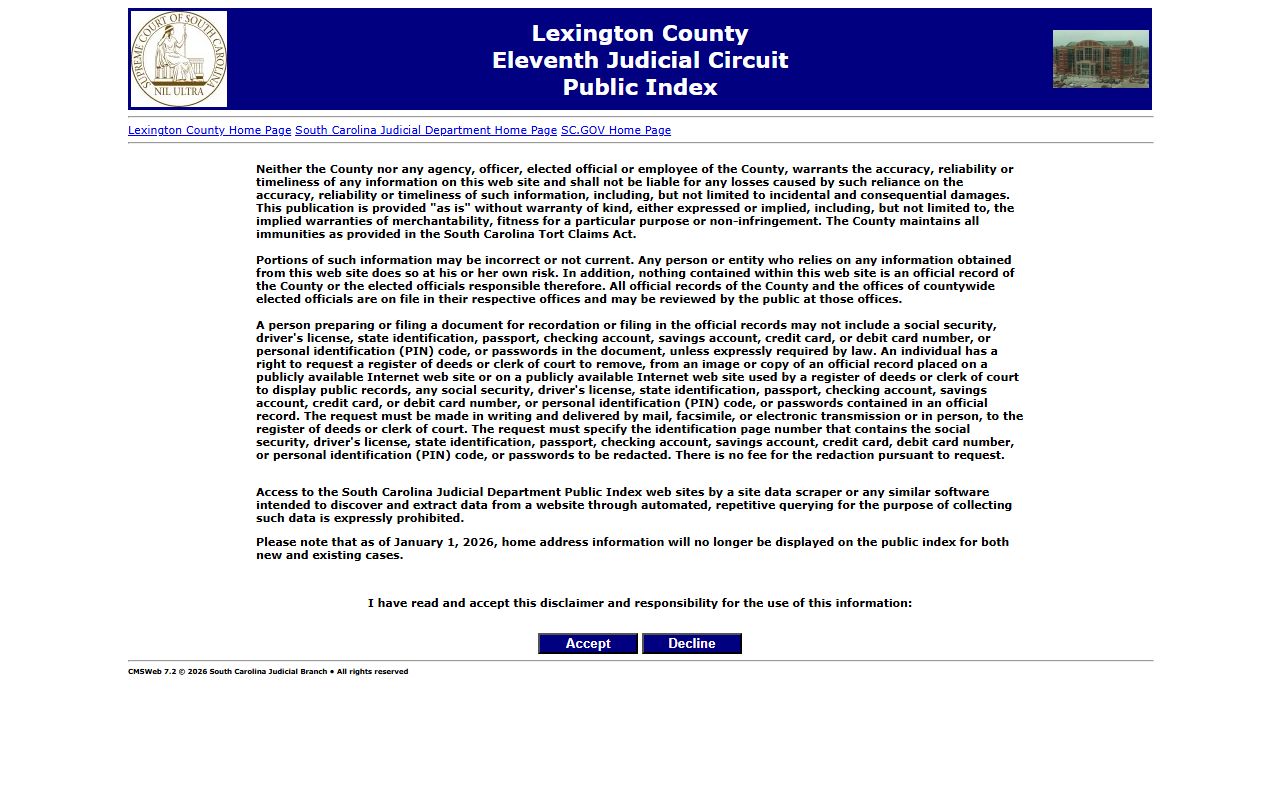 Lexington County court records Public Index search