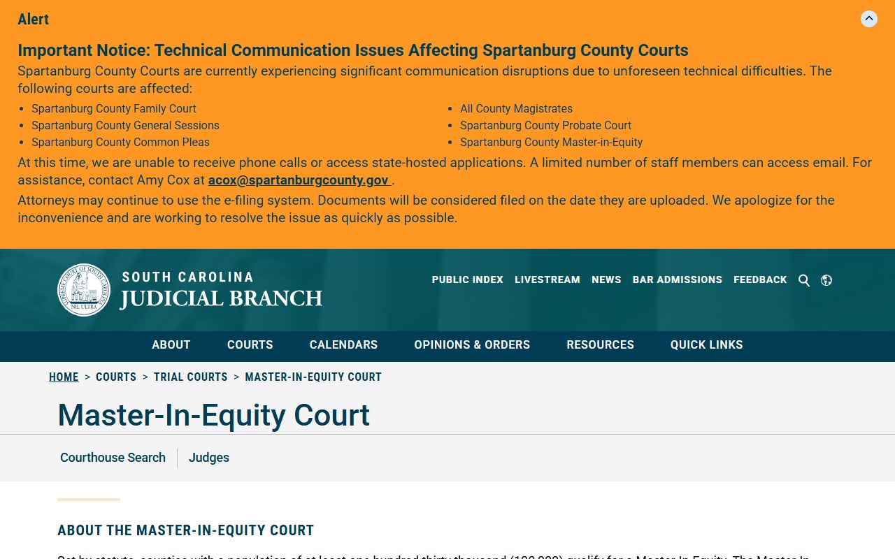 Lexington County Master in Equity Circuit Court division overview