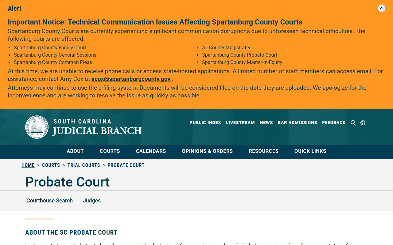 Lexington County Probate Court trial court overview