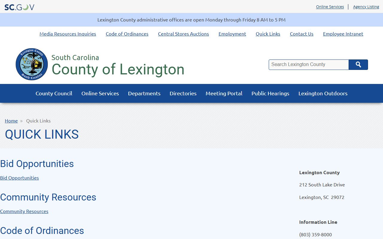Lexington County court records county quick links