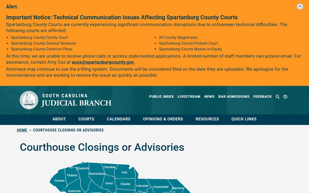 Lexington County court records courthouse closings and advisories