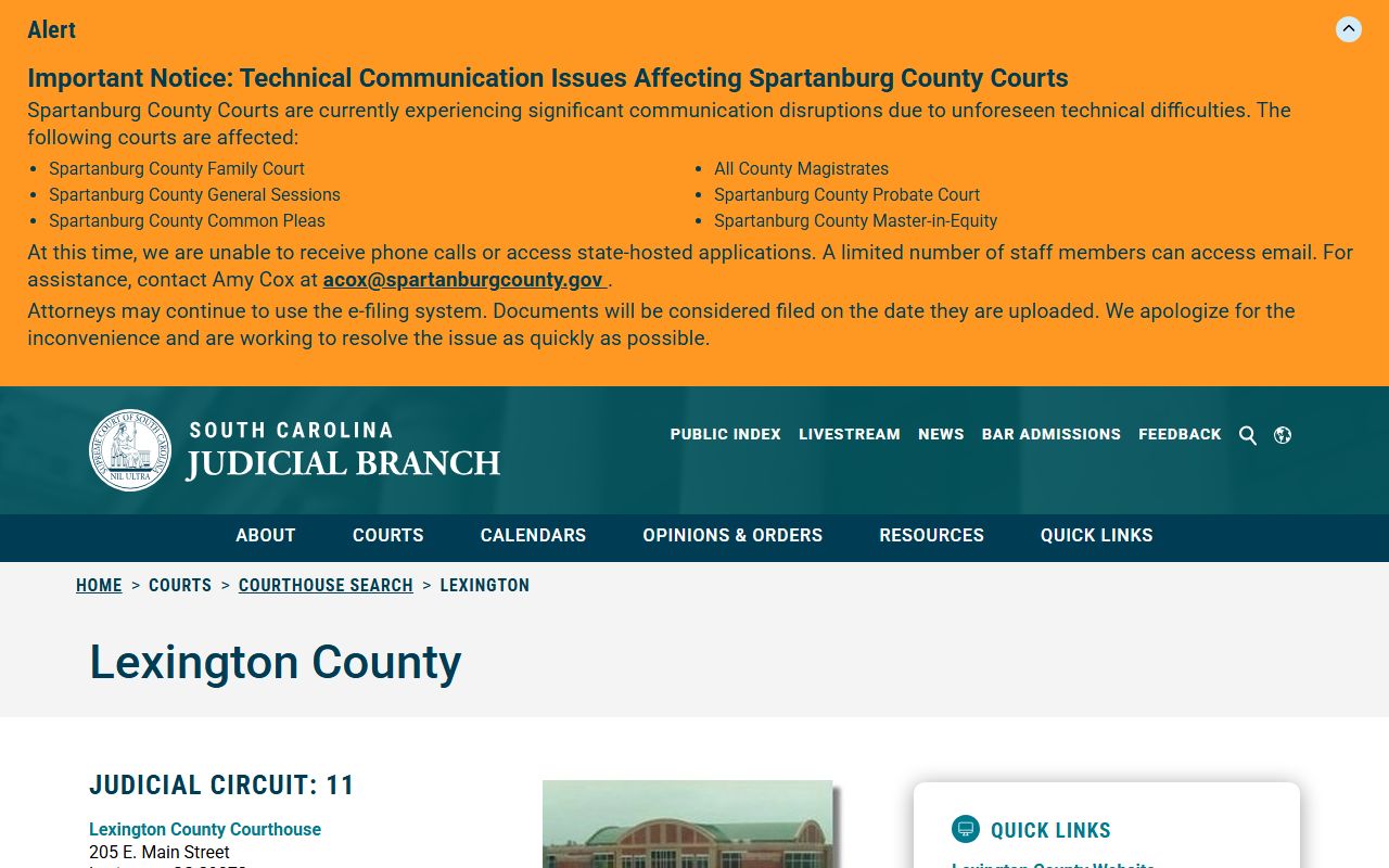 Lexington County court records Judicial Branch courthouse page