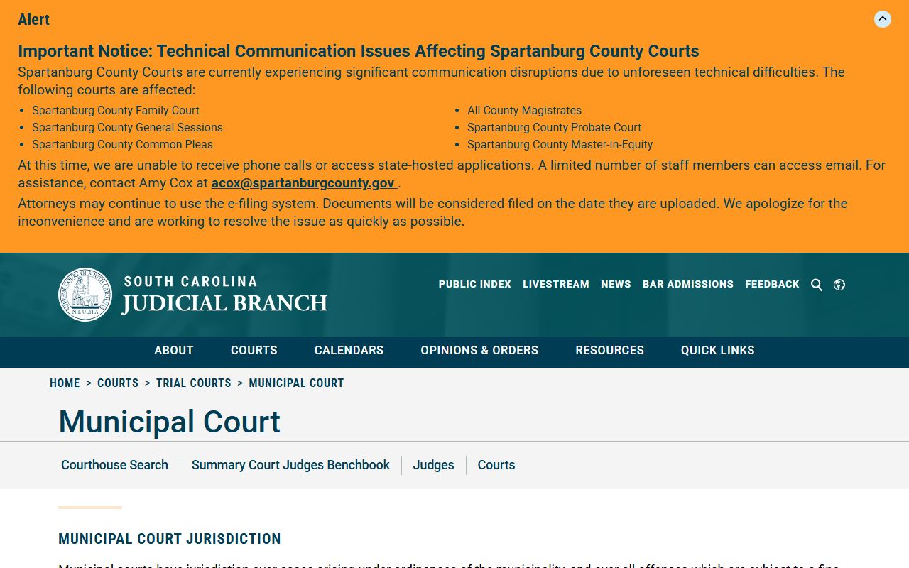 Lexington County traffic court records state Municipal Court overview