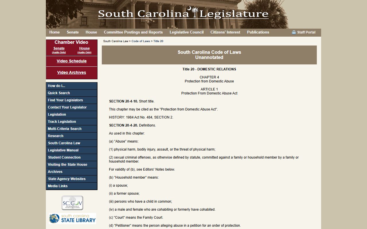 Lexington County warrant records domestic abuse protection statute