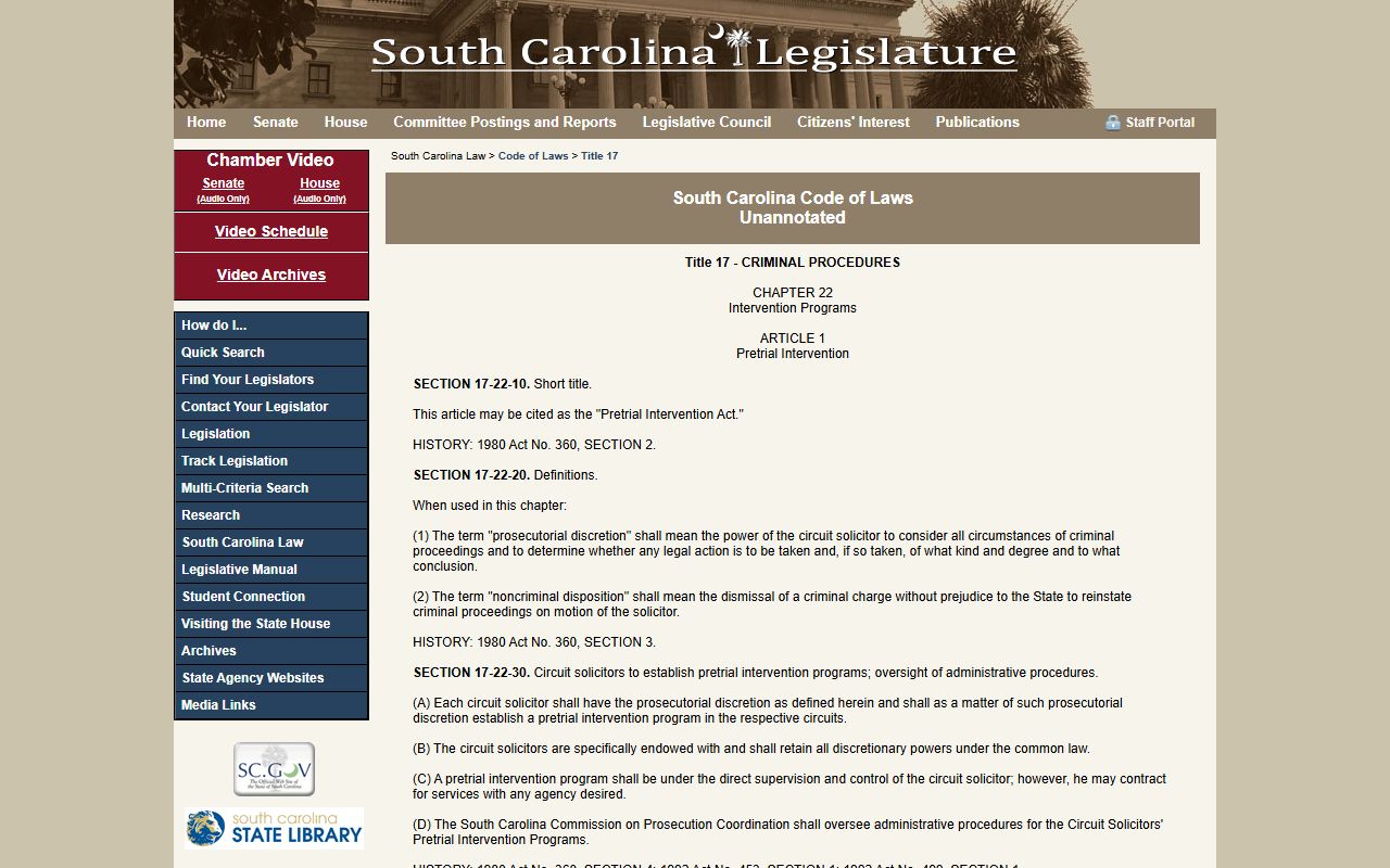 Lexington County warrant records expungement and diversion statutes